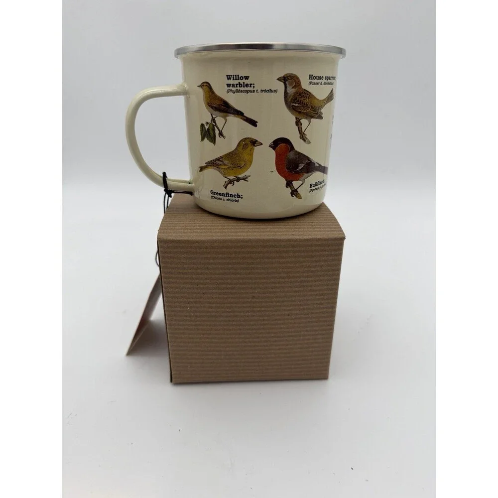 Garden Birds Enamel Coffee Mug Bird Watchers Gift Republic New Boxed